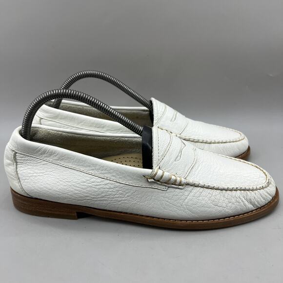 G.H. Bass Weejuns Whitney Penny Loafers Women Size 10 M White Leather Low Shoes - Picture 1 of 8